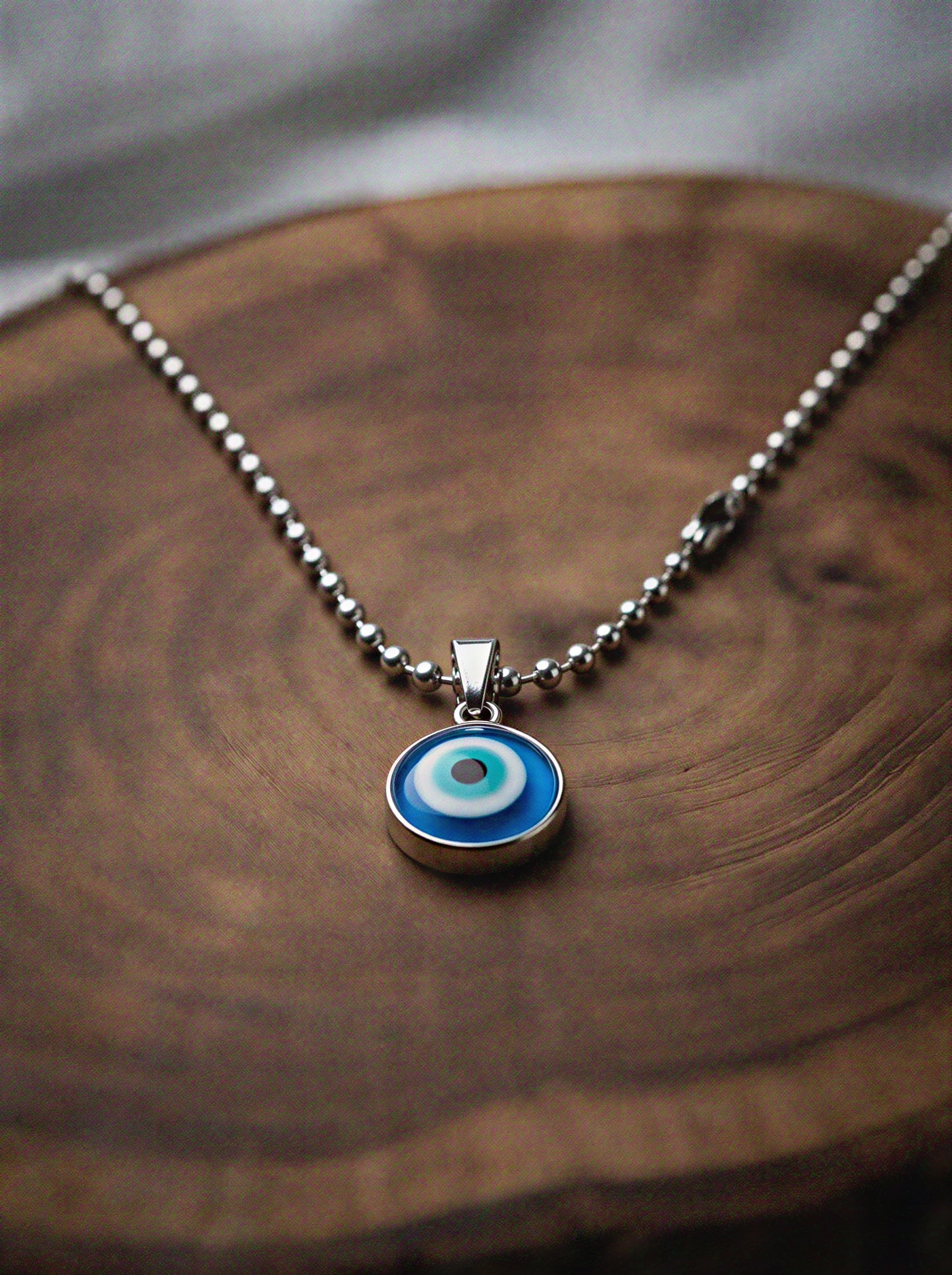 The Motor Way Casuals Evil Eye Protection Pendant Necklace for Men – Stainless Steel Beaded Chain