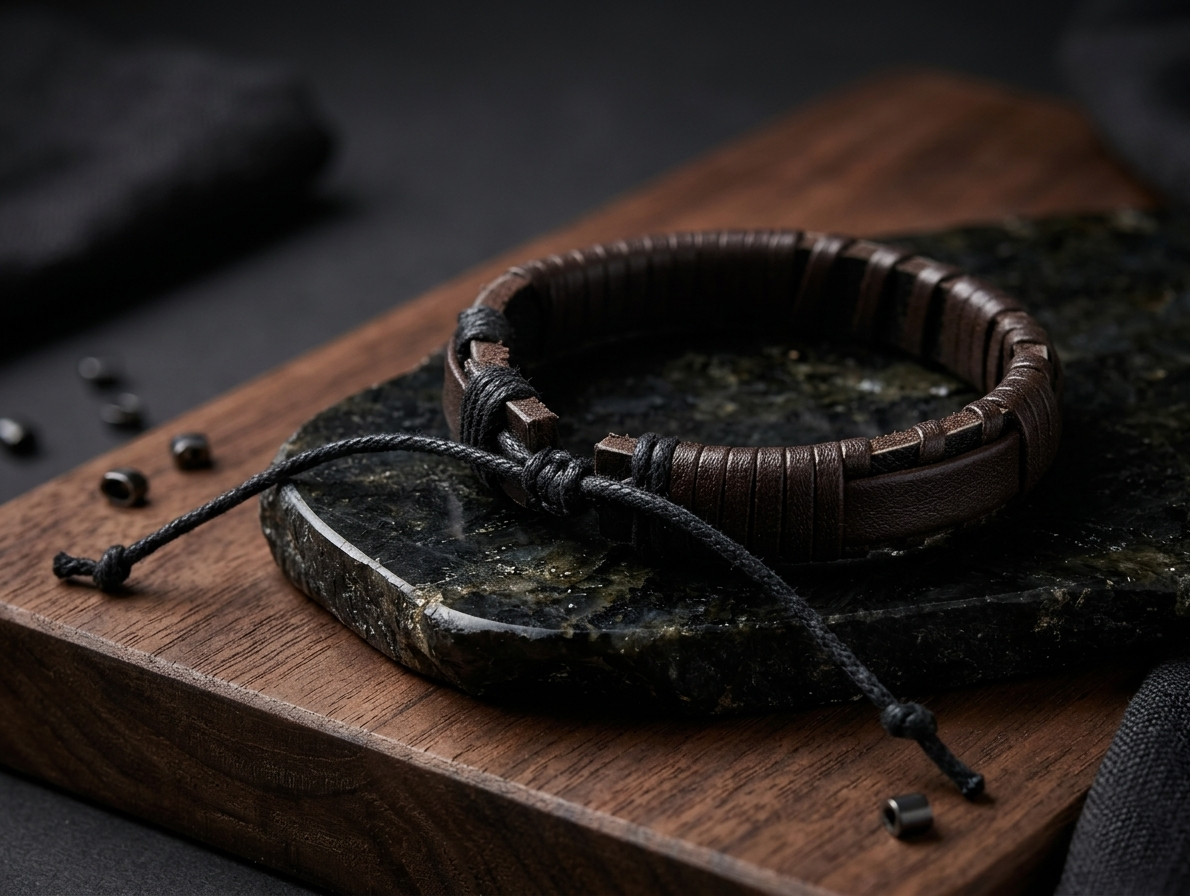 The Motor Way Casuals Vintage Braided Leather Bracelet for Men | Adjustable Brown Wristband