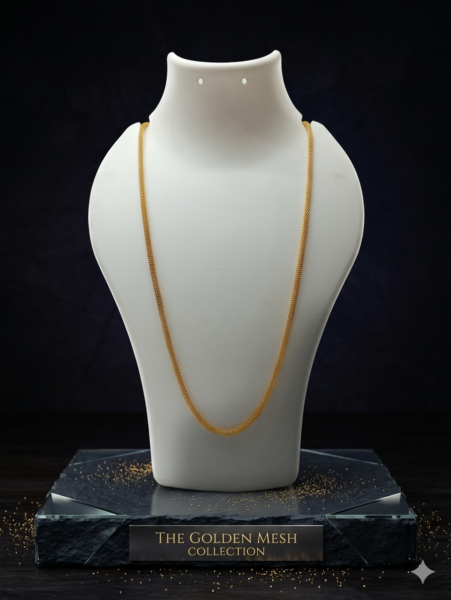 TMWC Gold-Tone Mesh Snake Chain Necklace | Premium Unisex Fashion Chain