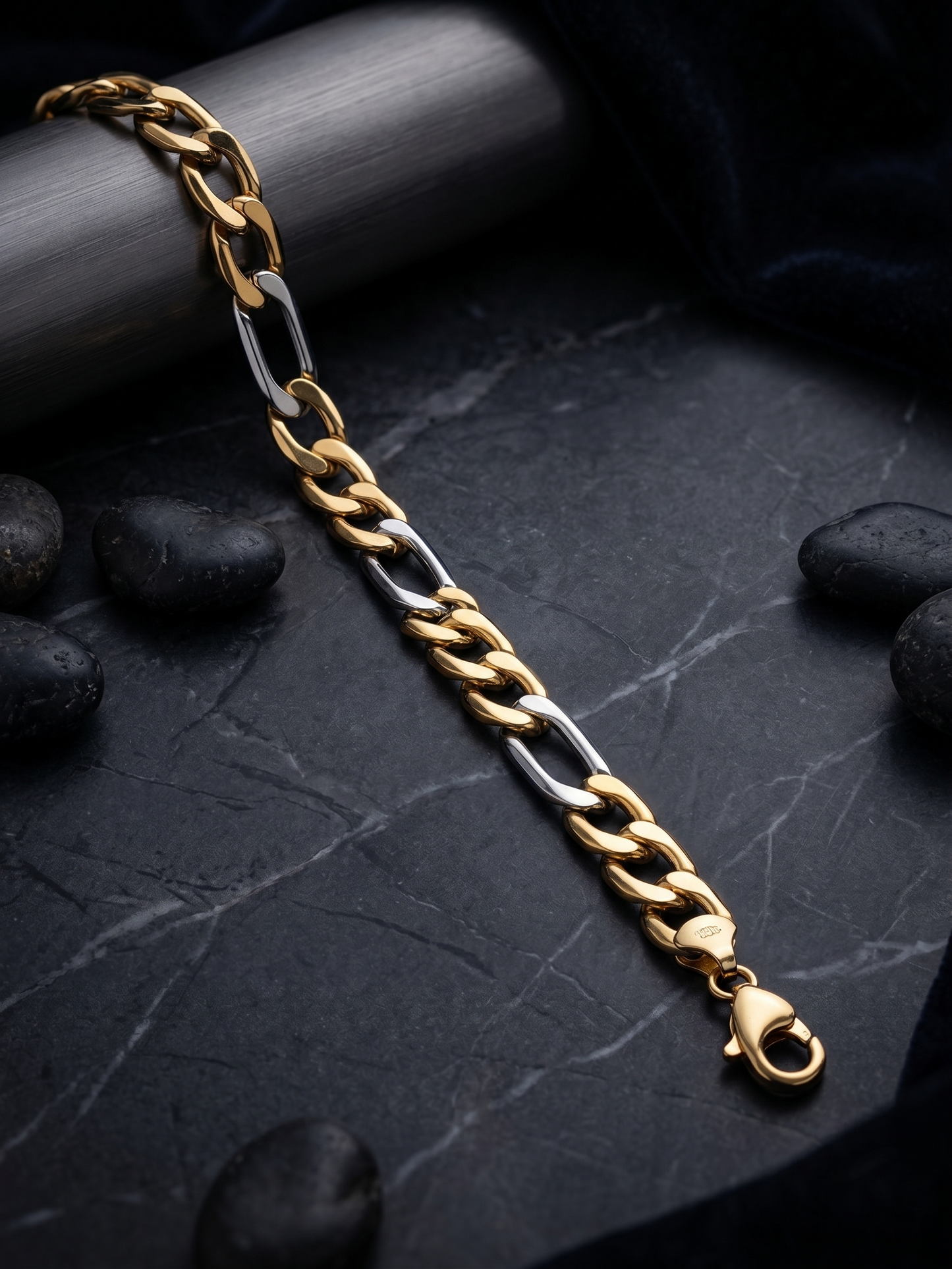 The Motor Way Casuals Dual-Tone Cuban Link Men's Bracelet – Gold & Silver Stainless Steel Chain Bracelet