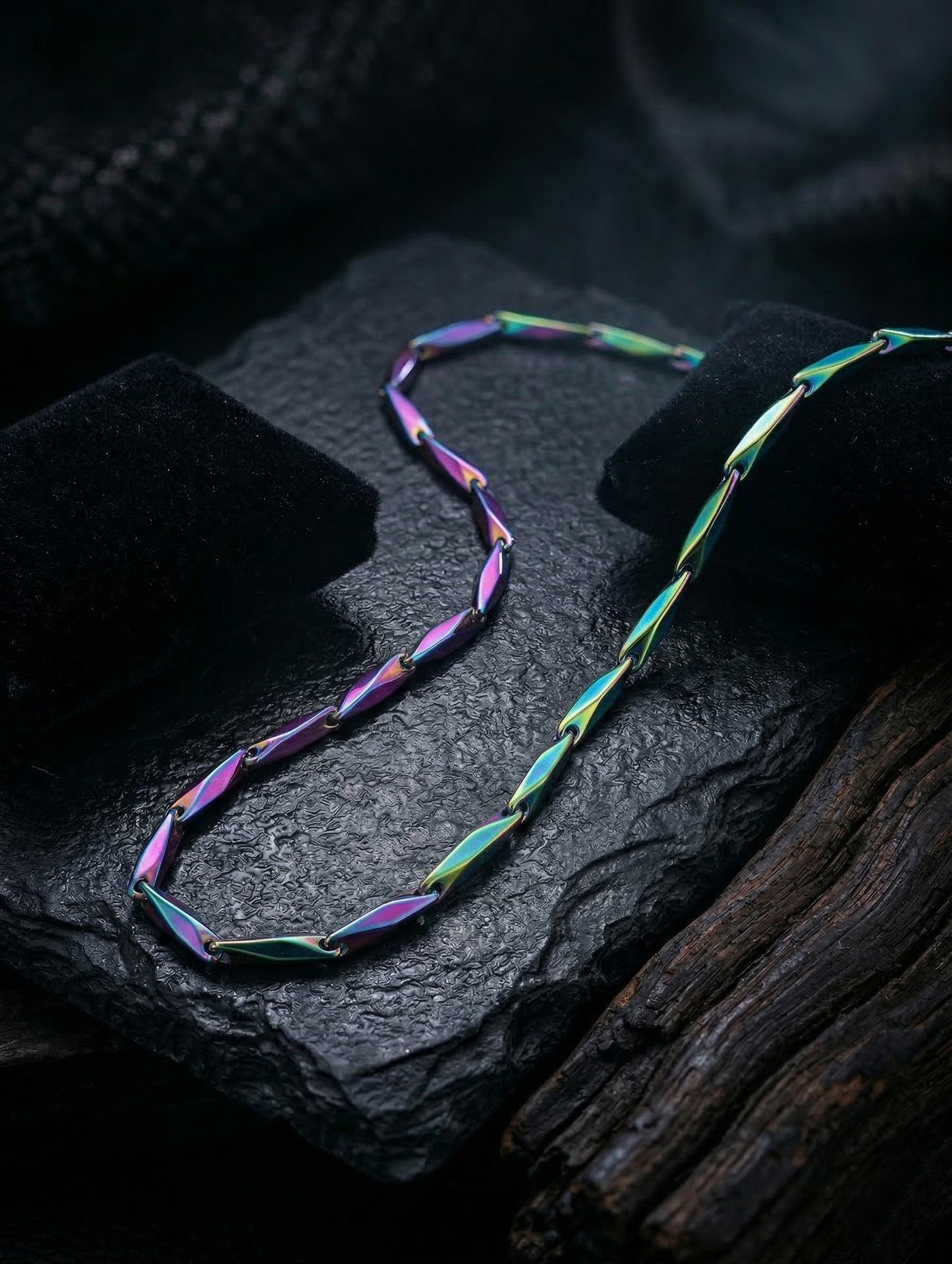 The Motor Way Casuals™ Rainbow Titanium Wheat Bead Chain Necklace for Men | Premium Stainless Steel Statement Necklace