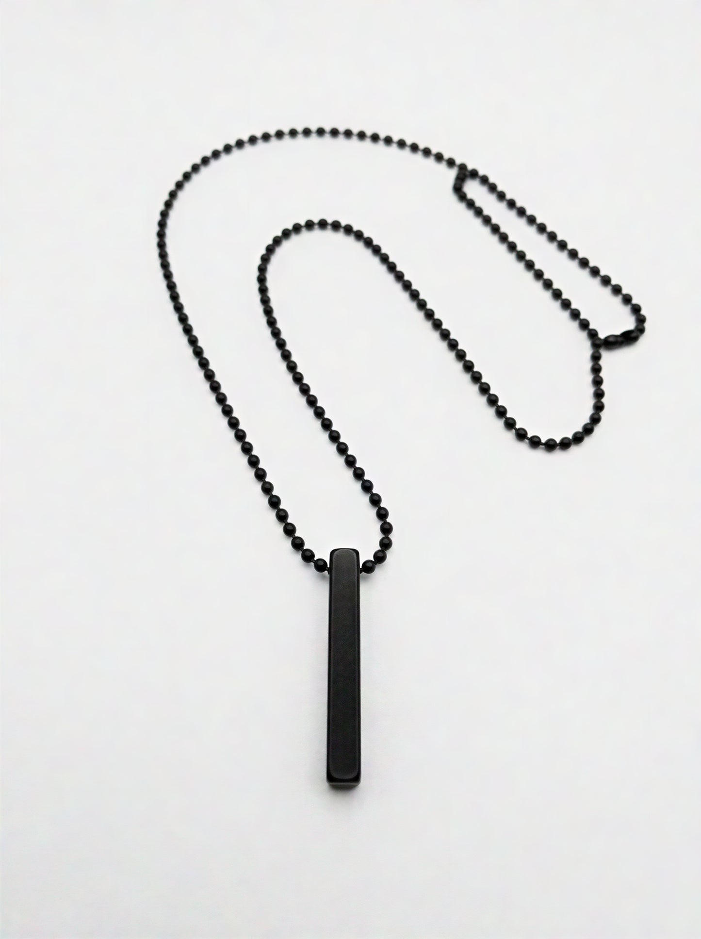The Motor Way Casuals Men's Black Bar Pendant Necklace | Minimalist Stainless Steel Chain Necklace for Men