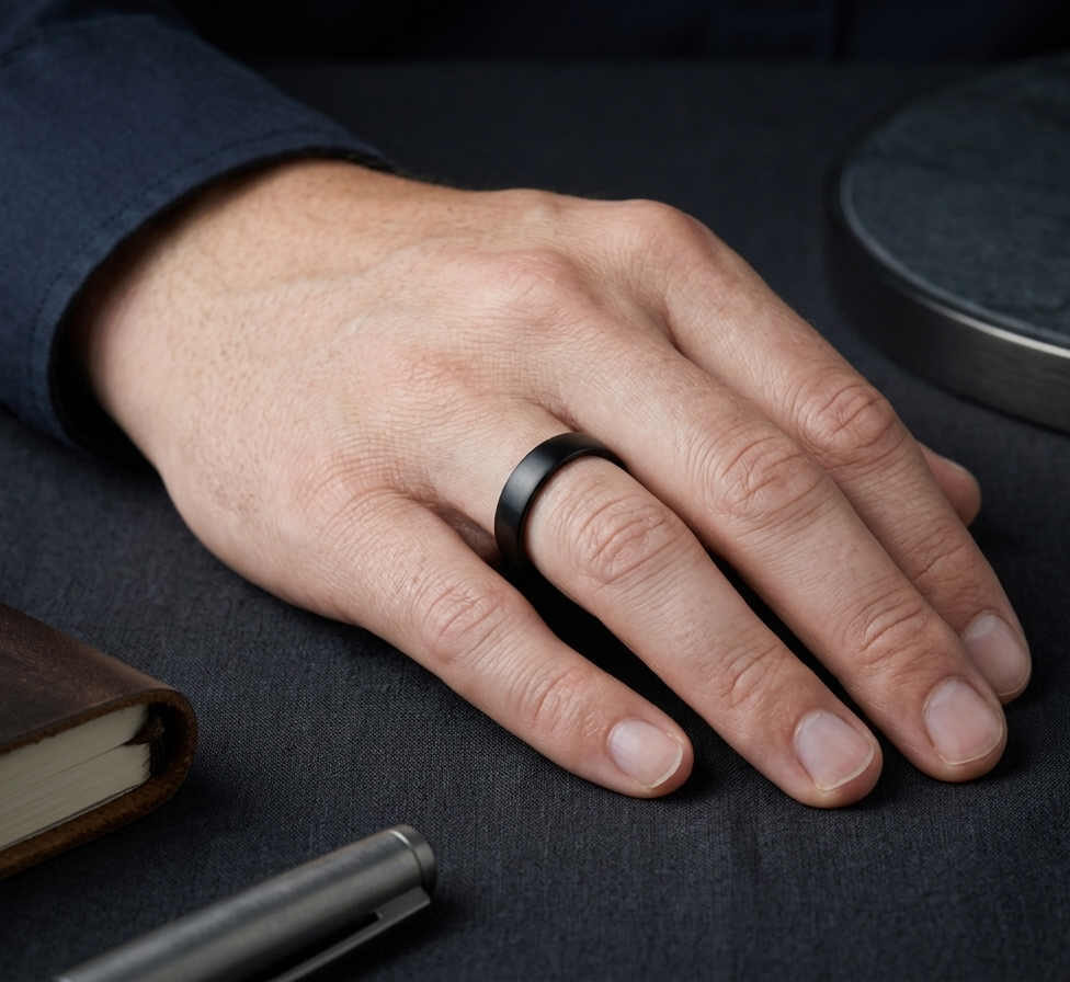 Classic Black Ring for Men - Scratch-Resistant Waterproof Everyday Band