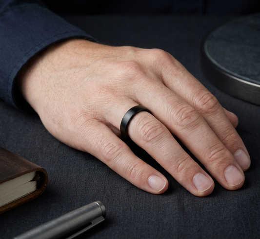 Classic Black Ring for Men - Scratch-Resistant Waterproof Everyday Band
