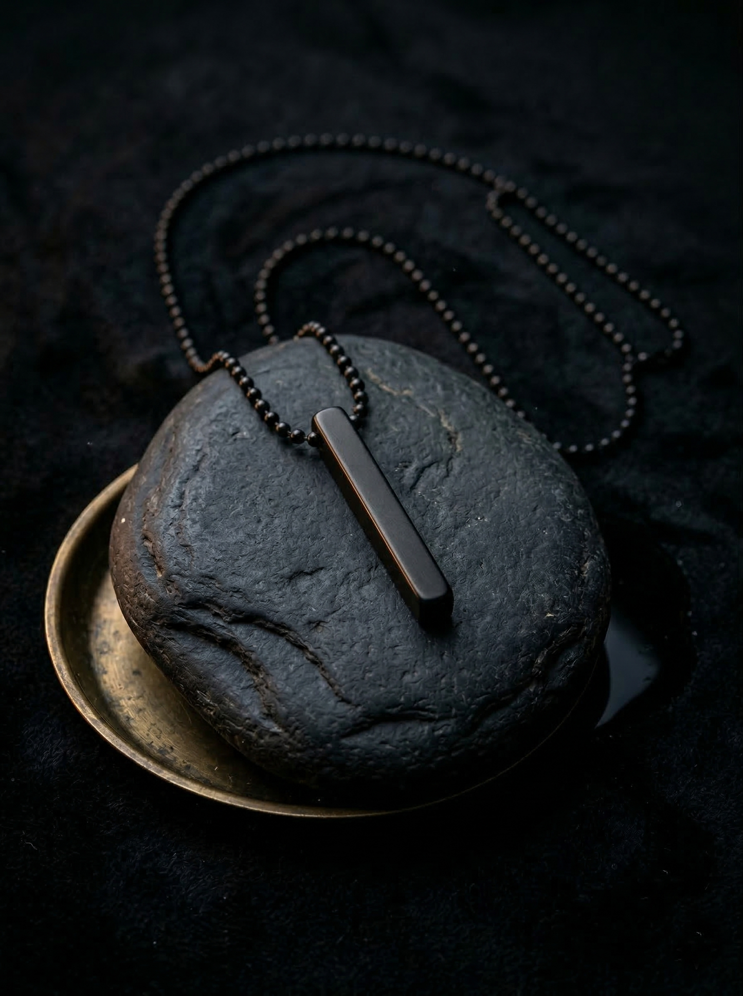 The Motor Way Casuals Men's Black Bar Pendant Necklace | Minimalist Stainless Steel Chain Necklace for Men