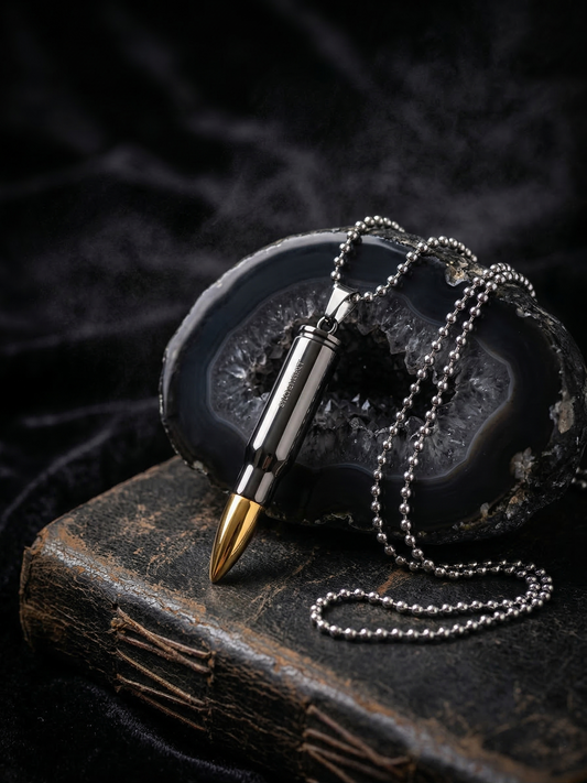 The Motor Way Casuals Bullet Pendant Necklace for Men – Stainless Steel Military Style Chain Necklace