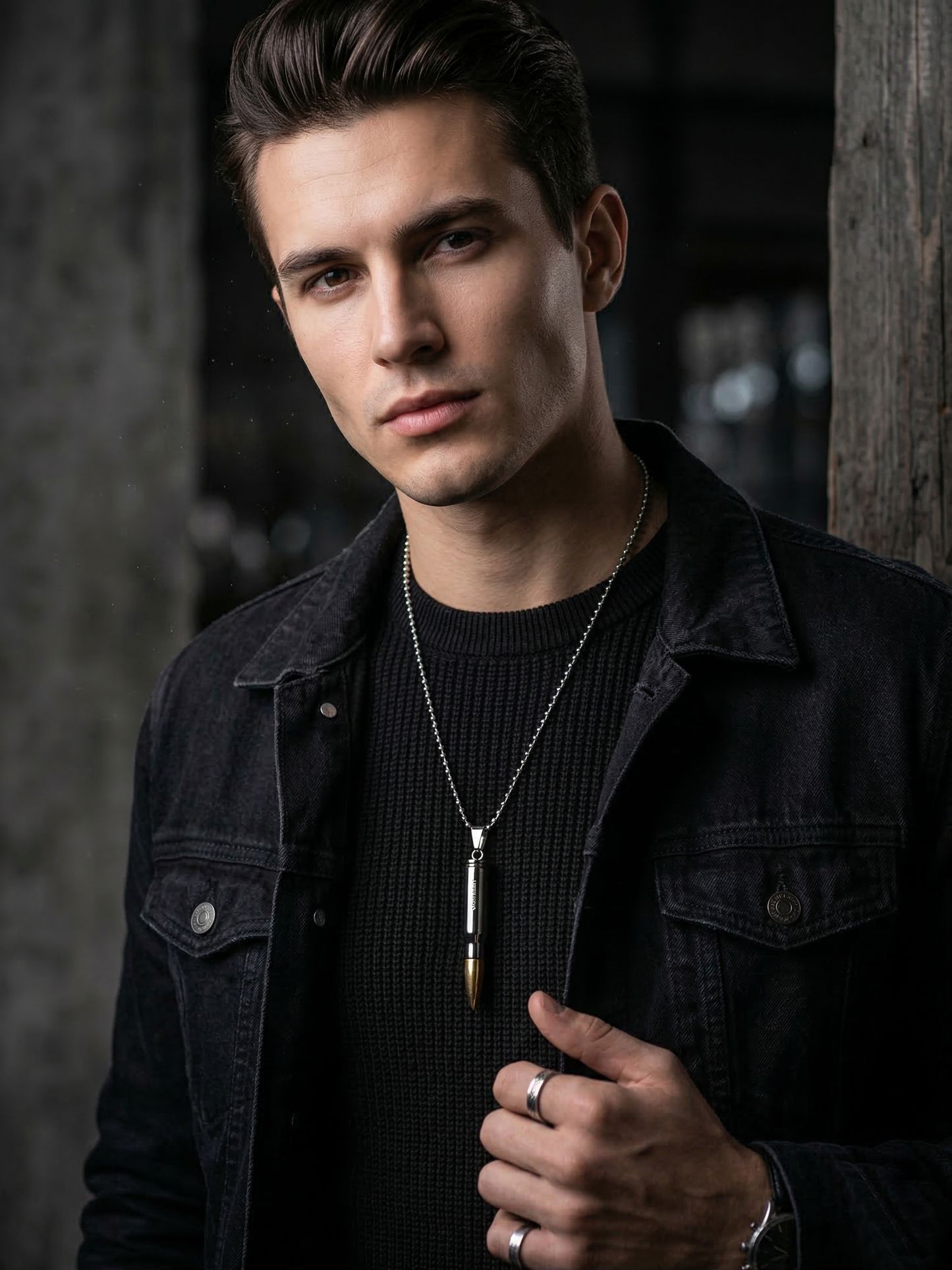 The Motor Way Casuals Bullet Pendant Necklace for Men – Stainless Steel Military Style Chain Necklace