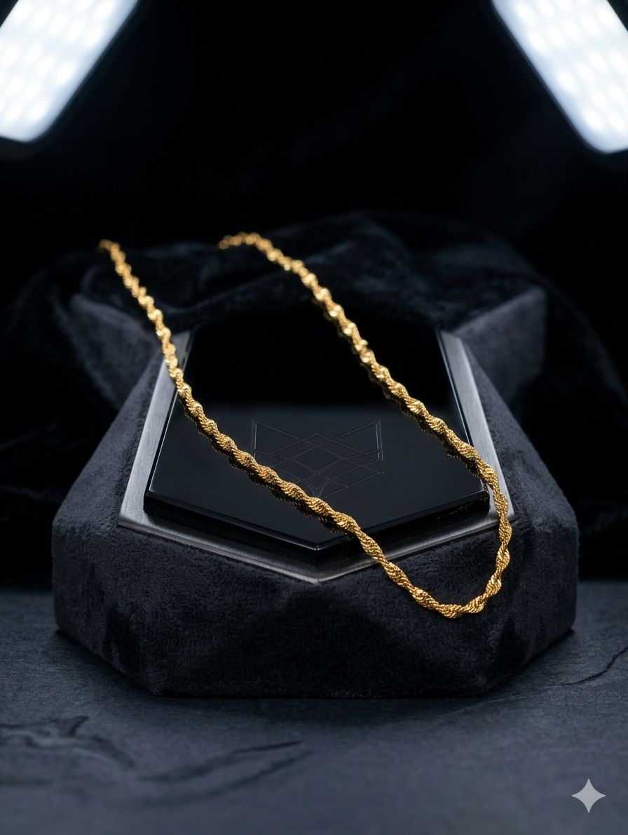 TMWC Gold-Tone Twisted Rope Chain Necklace for Men & Women | Premium Fashion Jewelry