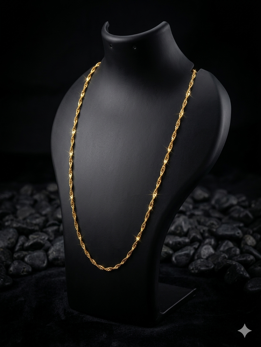 TMWC Gold-Tone Twisted Rope Chain Necklace | Unisex Premium Fashion Chain