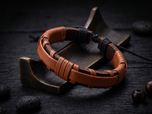The Motor Way Casuals Men's Vintage Brown Leather Adjustable Bracelet – Handmade Casual Wristband