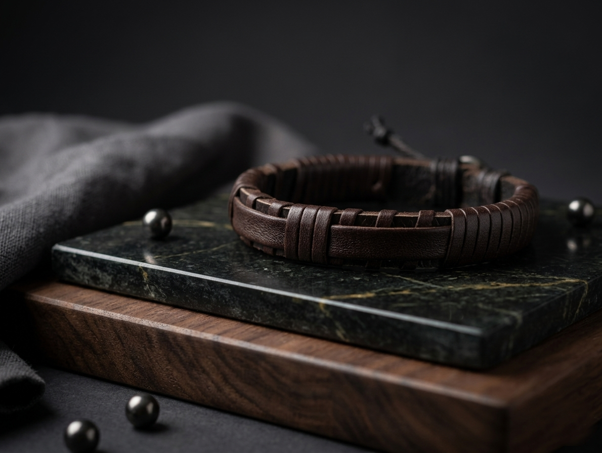 The Motor Way Casuals Vintage Braided Leather Bracelet for Men | Adjustable Brown Wristband