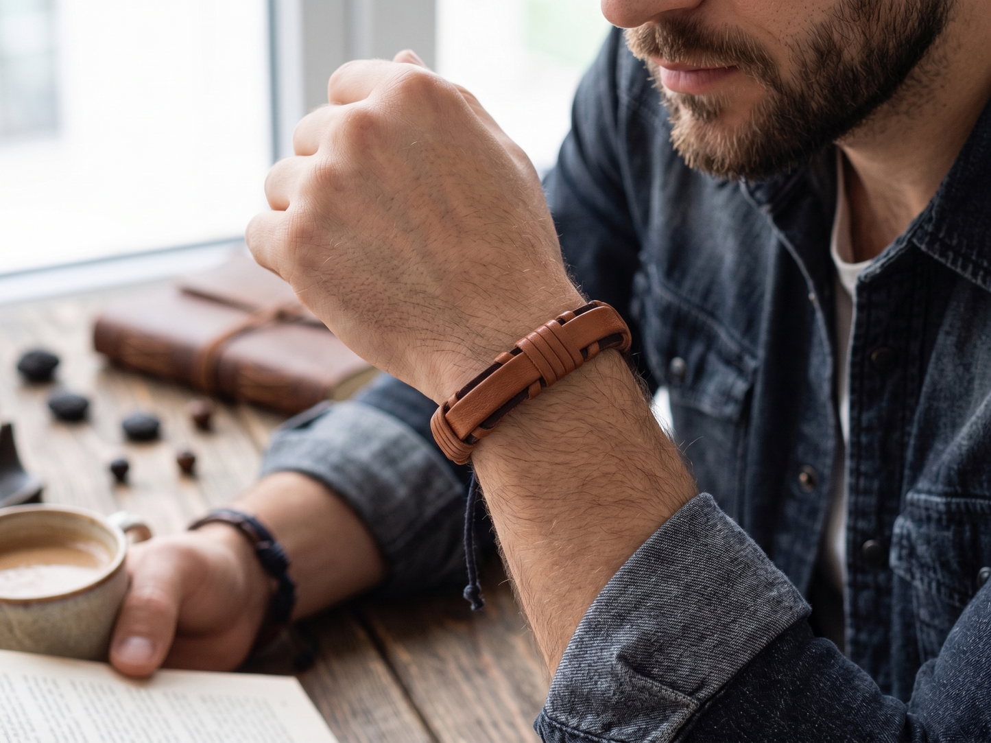The Motor Way Casuals Men's Vintage Brown Leather Adjustable Bracelet – Handmade Casual Wristband