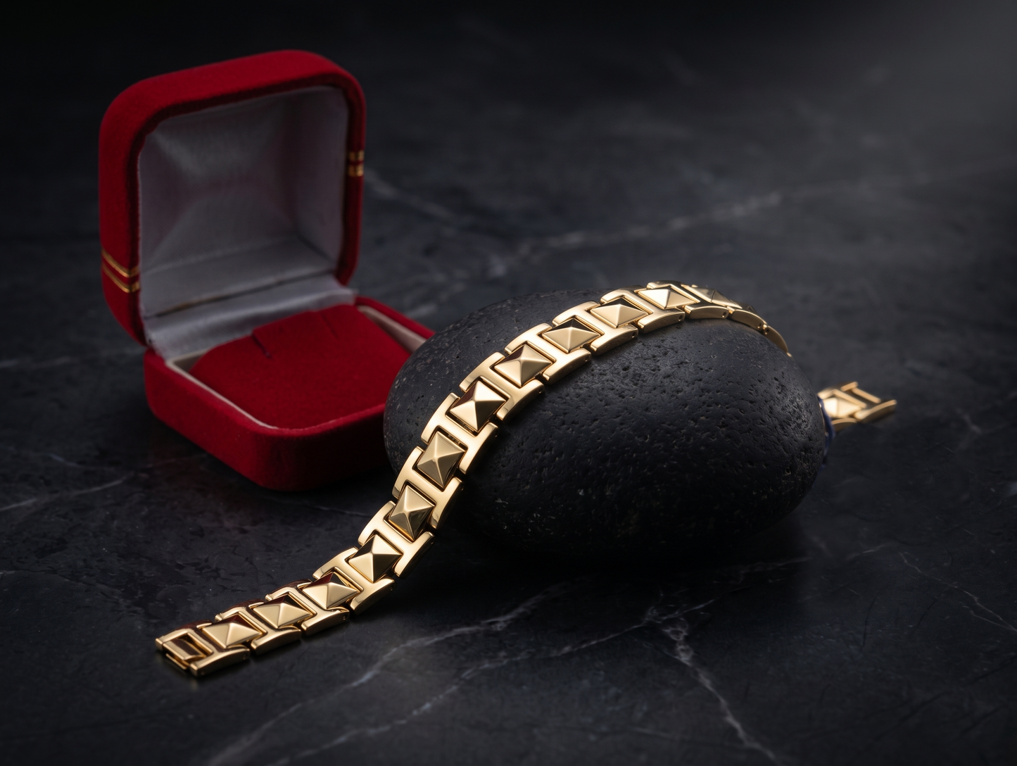 The Motor Way Casuals Gold-Tone Geometric Link Bracelet for Men | Premium Stainless Steel Fashion Bracelet