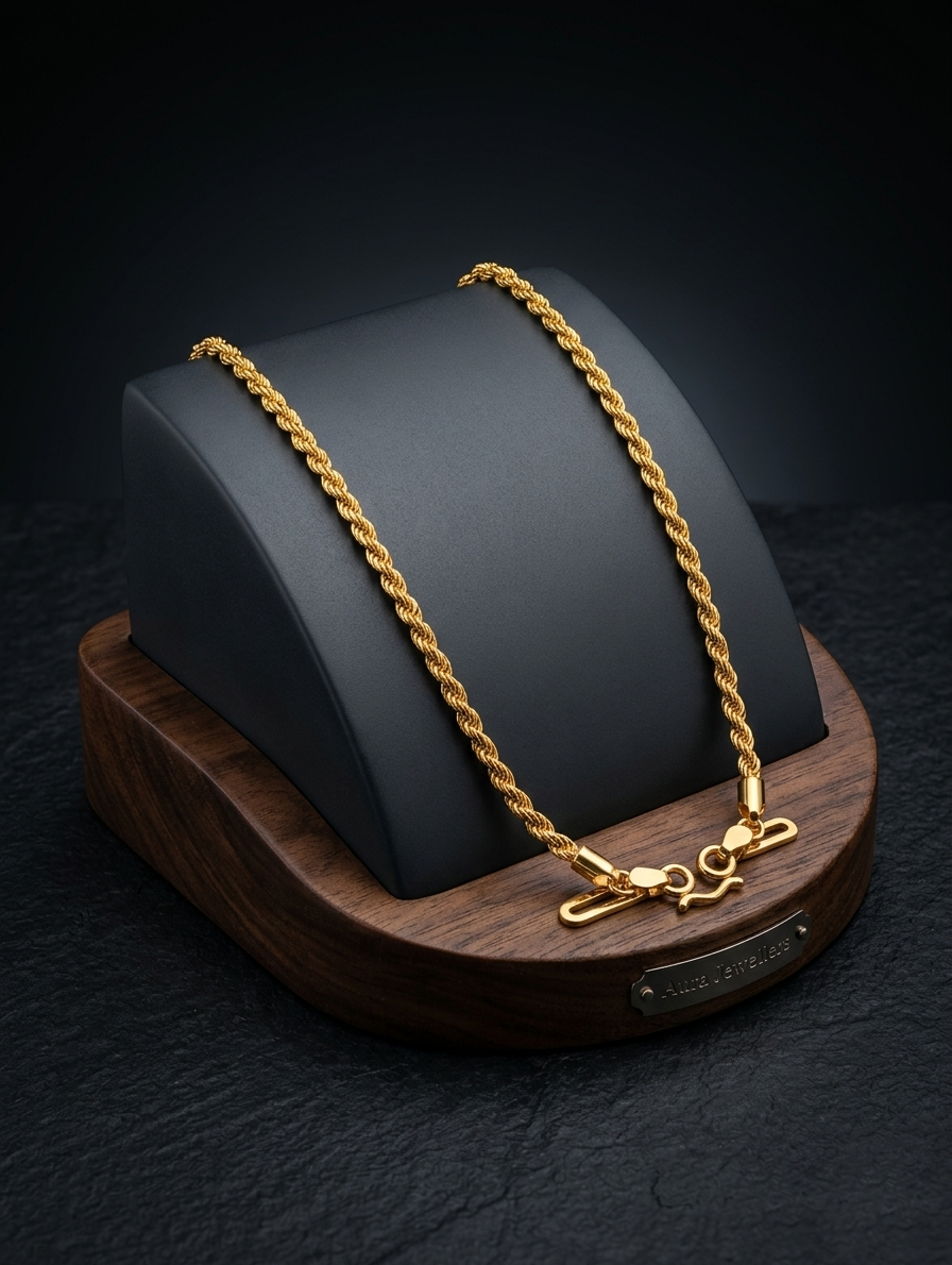 TMWC Gold-Tone Rope Chain Necklace for Men & Women | Premium Twisted Link Fashion Chain