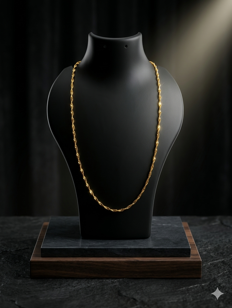 TMWC Gold-Tone Twisted Rope Chain Necklace | Unisex Premium Fashion Chain