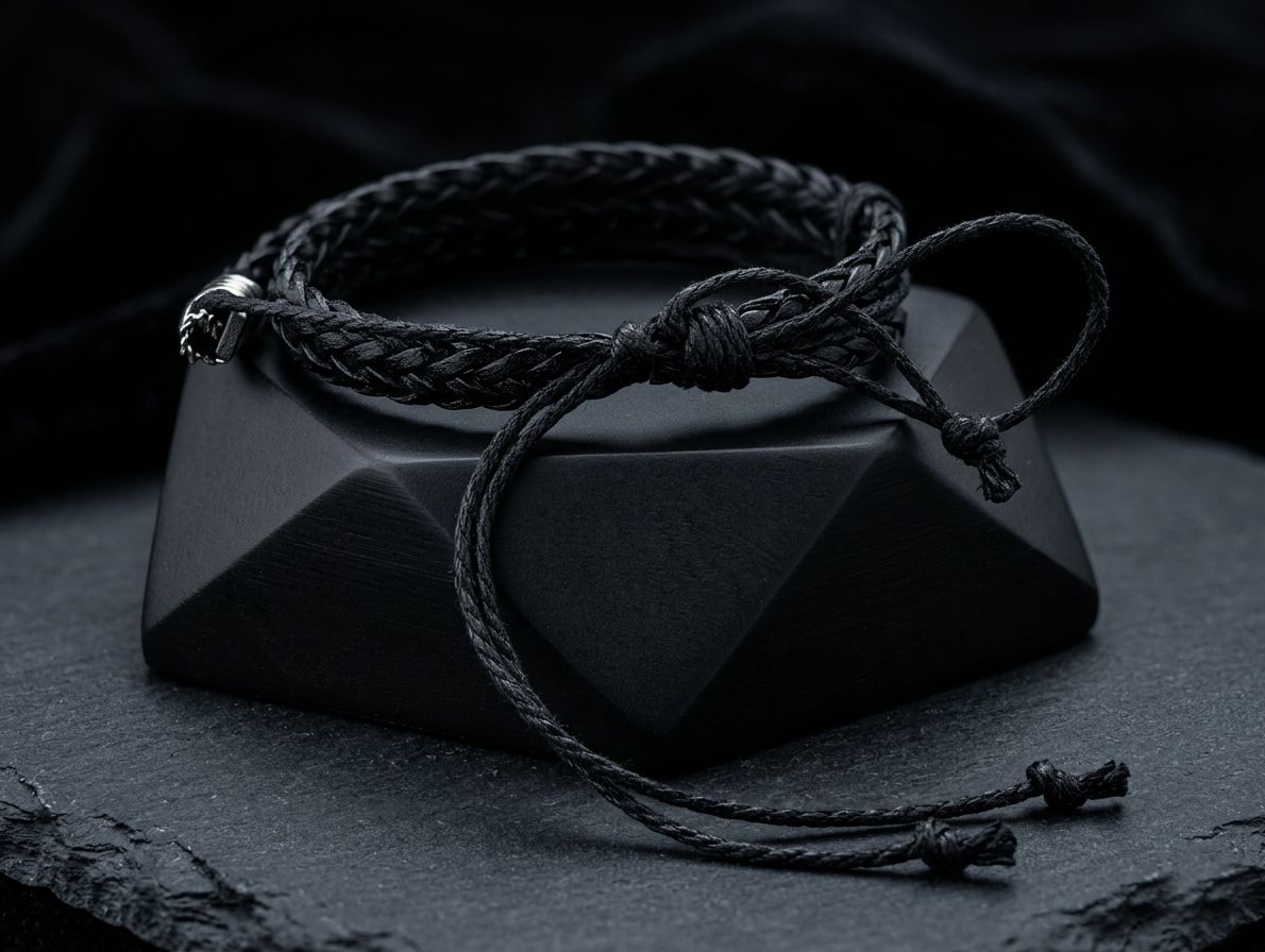 The Motor Way Casuals™ Mahakal Black Braided Leather Bracelet for Men | Adjustable Spiritual Wristband