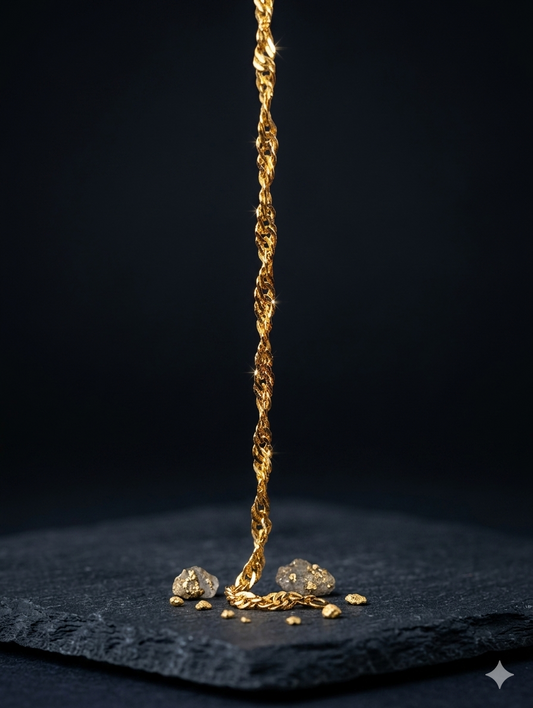 TMWC Gold-Tone Twisted Rope Chain Necklace | Unisex Premium Fashion Chain
