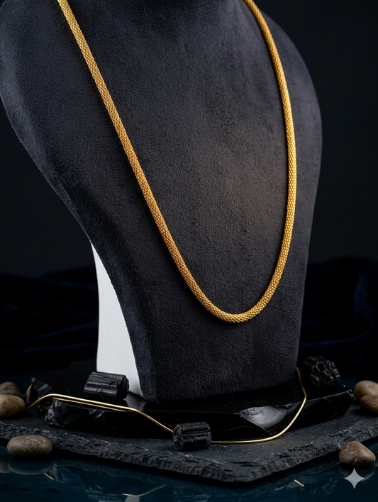 TMWC Gold-Tone Mesh Snake Chain Necklace | Premium Unisex Fashion Chain