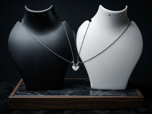 The Motor Way Casuals™ Couple Heart Split Pendant Necklace Set for Men & Women | Stainless Steel Matching Love Necklace