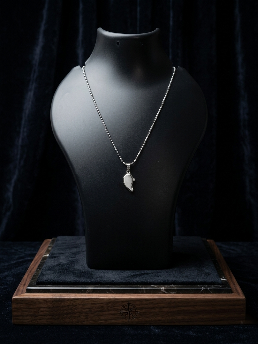 The Motor Way Casuals™ Couple Heart Split Pendant Necklace Set for Men & Women | Stainless Steel Matching Love Necklace