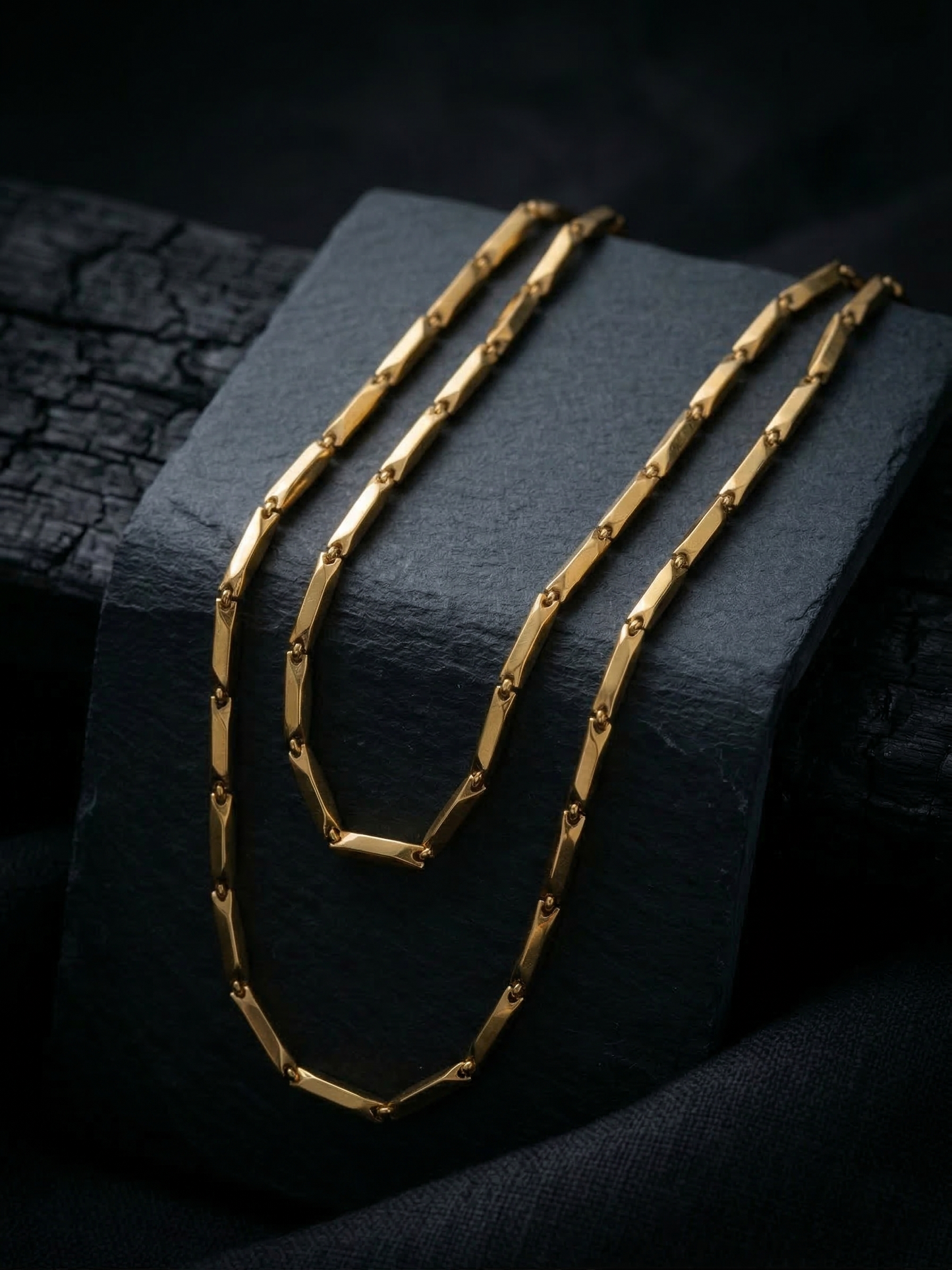 The Motor Way Casuals Gold-Tone Geometric Link Chain Necklace for Men | Premium Minimalist Statement Jewelry