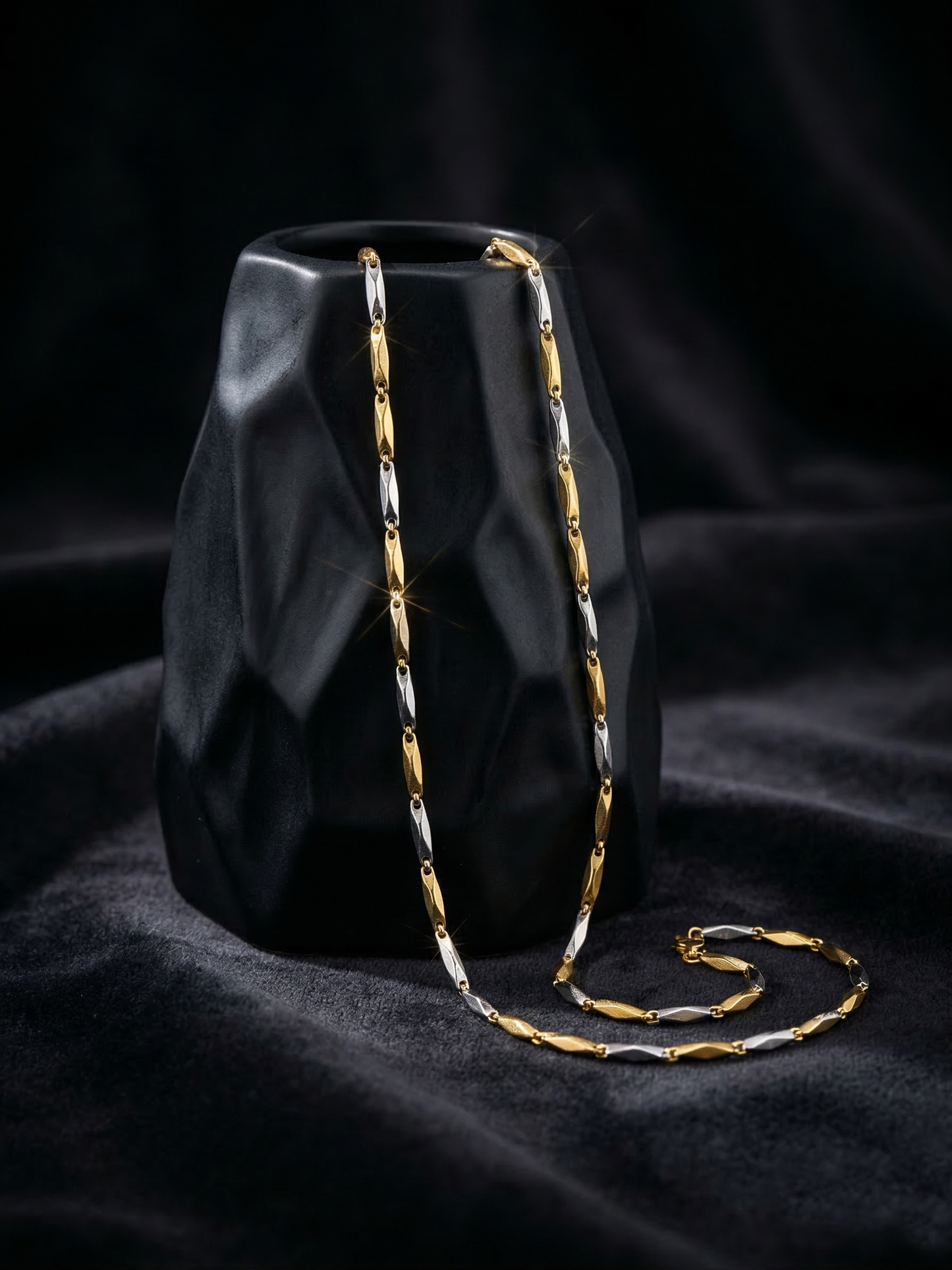 The Motor Way Casuals Gold & Silver Wheat Link Chain Necklace for Men | Premium Stainless Steel Fashion Jewelry