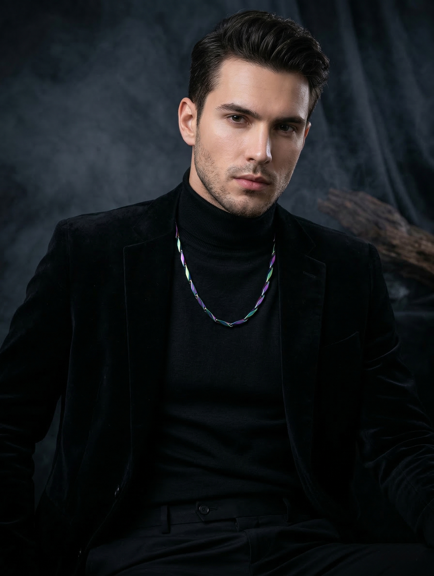 The Motor Way Casuals™ Rainbow Titanium Wheat Bead Chain Necklace for Men | Premium Stainless Steel Statement Necklace