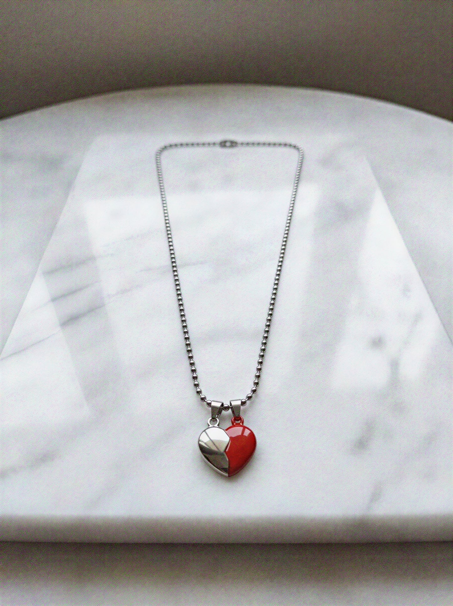 The Motor Way Casuals™ Couple Heart Pendant Necklace Set – Matching Love Heart Necklaces for Couples